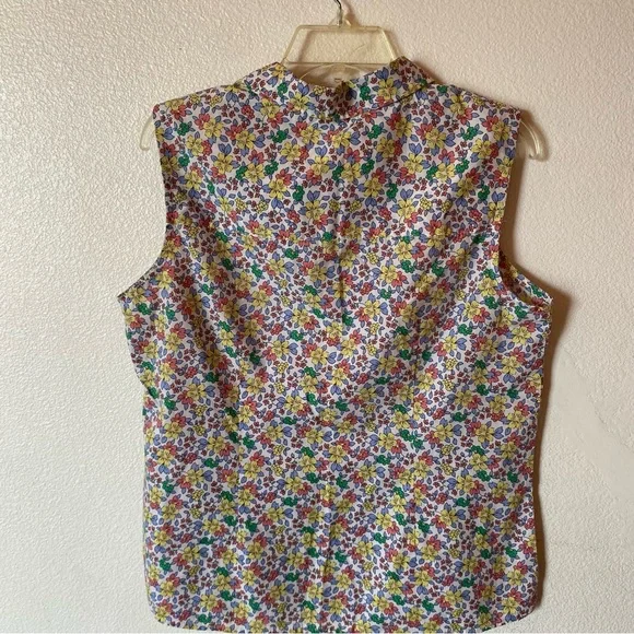 H7 Basic editions shirt Womens L large Floral Sleeveless Button-Up Top - Picture 5 of 7